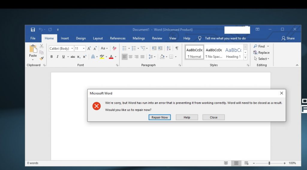 How to Fix Microsoft Word 2016 Error